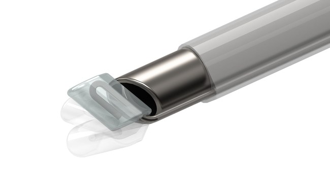The swift tip of the ClearCam Kelling device wipes clean the laparoscopic lens to maintain a perfectly clear optical visual field without removal of the scope from the surgical site..