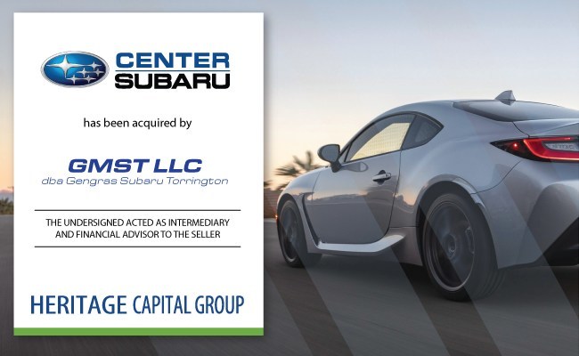 Center Subaru has been acquired by GMST, LLC.