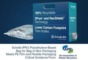Scholle IPN Announces Launch of First APR-Recognized, 100% Recyclable Bag-in-Box Package for Water
