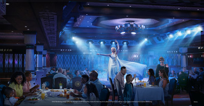 Disney Wish – Family Dining – Arendelle: A Frozen Dining Adventure
Arendelle: A Frozen Dining Adventure is Disney’s first “Frozen”-themed theatrical dining experience that will bring the world of Arendelle to life through immersive live entertainment — featuring favorite characters like Elsa, Anna, Kristoff and Olaf — and world-class cuisine infused with Nordic influences. (Disney)