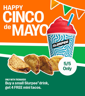 It’s time for a fiesta and 7-Eleven is celebrating the Mexican cultural holiday with a Slurpee® drink toast and free mini tacos. Customers can purchase a small Slurpee drink for just $1. But wait, there’s more … that one dollar gets you a small Slurpee drink AND four mini tacos.* The exclusive 7Rewards® offer in the 7-Eleven app is redeemable in-store on May 5.