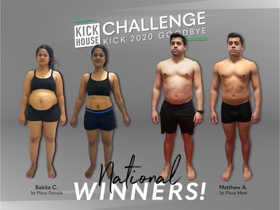 Babita C. from Parker, CO and Matthew A. from McKinney, TX are the first place winners in the KickHouse Challenge. Babita lost 28.2 pounds while Matthew lost 19.4 pounds in the 8-week event.