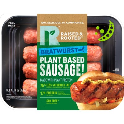 Raised & Rooted™ Plant-Based Bratwurst and Italian Sausages are the perfect protein swap for the grill or skillet. The sausages are made with pea protein and deliver 17g of protein per serving. The delicious links deliver an authentic sausage experience, with 75 percent less saturated fat than that of traditional Italian sausage pork offerings.