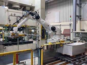 Robots used in manufacturing process at LG Electronics air conditioner plant in Saudi Arabia