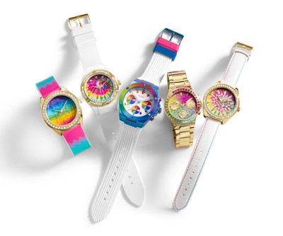 The GUESS Watches #WornWithPride collection hosts a colorful explosion of rainbow glitter accents and multi-color patterned dials. Each offering a meaningful expression when worn with pride on the wrist.