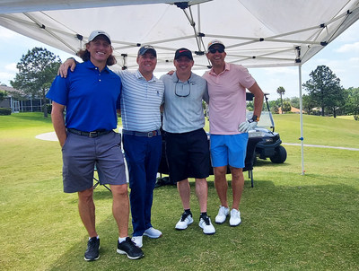Chapters Health System President and CEO Andrew Molosky (far right) enjoys the 2021 Hospice Open with Eric Scharber (Simione Healthcare), Mike Freytag  (Blacktree Healthcare) and Ryan Mattson (Simione Healthcare).