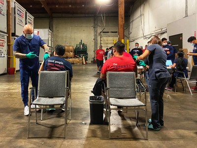 Moving crews at 3 Men Movers receive their vaccines at the on-site vaccine clinic.