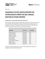 Canadian Utilities Limited Reports on Voting Results from the 2021 Annual Meeting of Share Owners (CNW Group/Canadian Utilities Limited)