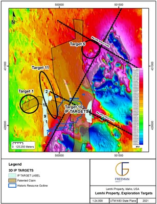 Figure 2 – Map of priority targets in close proximity to the known mineralization at Lemhi (CNW Group/Freeman Gold Corp.)