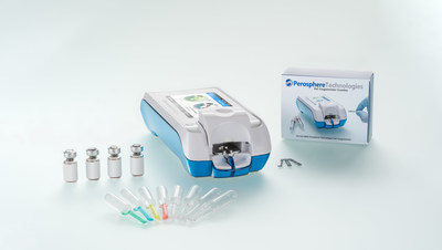 Pictured: Perosphere Technologies PoC Coagulometer System and Accessories