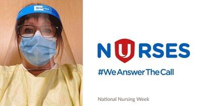 Nurses We Answer The Call. National Nursing Week. Image a nurse wearing PPE. (CNW Group/Unifor)
