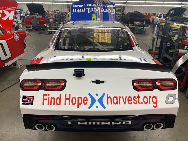 NASCAR Xfinity car sponsored by ForeverLawn to spread hope with Harvest Ministries.