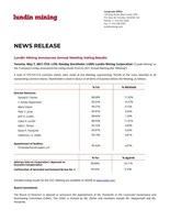Lundin Mining Announces Annual Meeting Voting Results (CNW Group/Lundin Mining Corporation)