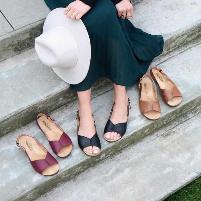 The Louisa Slingback comes in three wearable colors for the initial launch of the shoe design: Tan, Violet, and Black. They're ready to style with anything in your closet, from dresses to jeans.