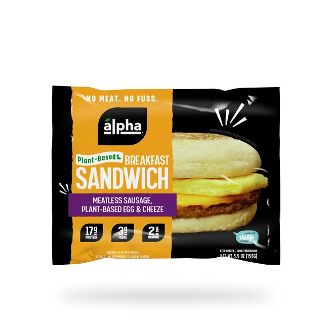 Alpha® Meatless Sausage, Plant-Based Egg & Cheeze breakfast sandwich
