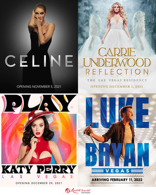 Céline Dion, Carrie Underwood, Katy Perry et Luke Bryan, grandes vedettes de la musique de renommée mondiale, annoncent les premières dates de leurs spectacles à titre de têtes d'affiche au Resorts World Las Vegas