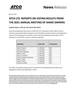 ATCO Ltd. Reports on Voting Results From The 2021 Annual Meeting of Share Owners (CNW Group/ATCO Ltd.)