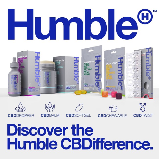 Humble CBD is available in five product formats: a balm, a chewable, a dropper, a softgel and a twist.