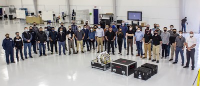 Members of magniX and Eviation during the delivery of the electric propulsion units.