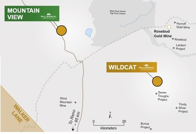 Figure 2. Mountain View and Wildcat Regional Map (CNW Group/Millennial Precious Metals Corp.)