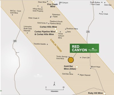Figure 1. Red Canyon Regional Map (CNW Group/Millennial Precious Metals Corp.)