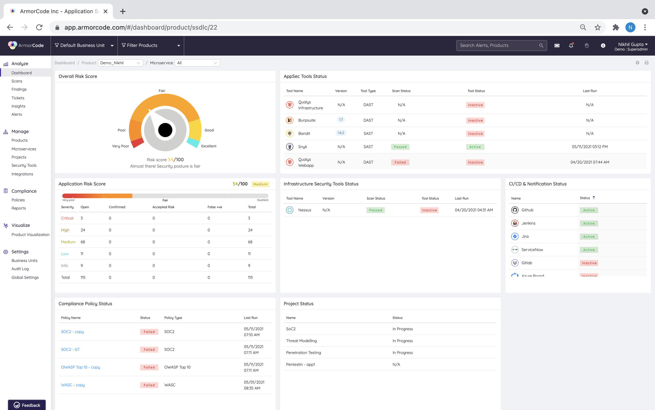 ArmorCode Dashboard