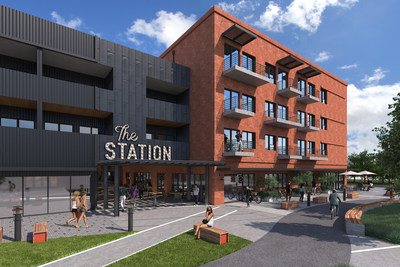 Front entrance rendering of The Station at St. Elmo development
