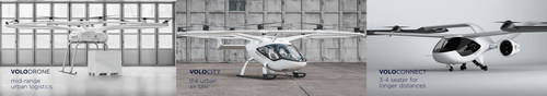 Volocopter’s family of aircraft: VoloDrone, VoloCity, VoloConnect ©Volocopter