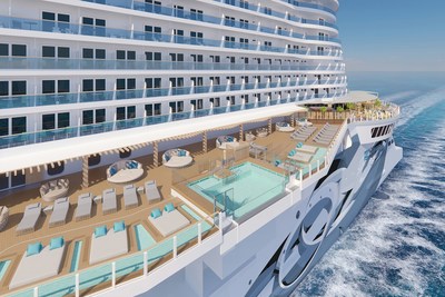 Norwegian Prima will offer the highest staffing levels and space ratio of any new cruise ship in the contemporary and premium cruise categories, and Brand-first experiences including two infinity pools, one located on each side of the ship and close to the water line, an industry-design first, on Infinity Beach.