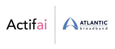 Actifai and Atlantic Broadband's logos side by side in partnership announcement.