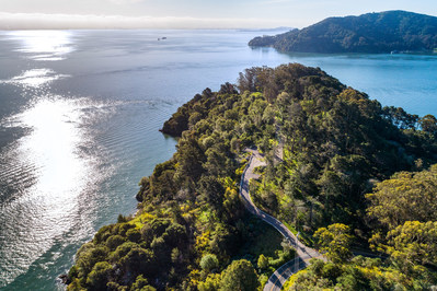 Years of careful planning and millions of dollars have been invested by the current owners to ensure the estate site was planned and permitted in accordance with Marin County’s various developmental and environmental authorities. The parcel is just minutes from the heart of Tiburon. Angel Island State Park (shown in the distance) is within a short boat ride. Learn more at TiburonLuxuryAuction.com.