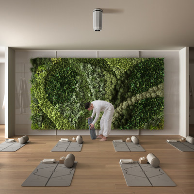 Yoga studio using Puraclenz ozone-free air purifier.