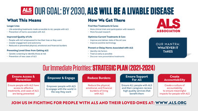 The ALS Association Sets Goal of Making ALS a Livable Disease by 2030. Learn more at als.org/Whatever-It-Takes