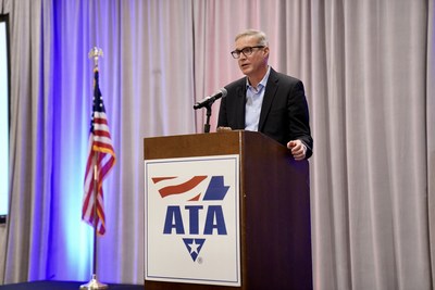 American Trucking Associations President and CEO Chris Spear addresses the association's Board of Directors May 18, during the 2021 ATA Mid-Year Management Session in San Antonio, Texas.