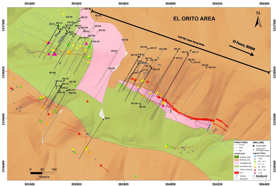 Figure 2: El Orito Drill Hole Locations (CNW Group/GoGold Resources Inc.)