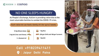 KuCoin joins hands with Cashaa to start distribution of food and daily supplies to 2000 families in India (PRNewsfoto/KuCoin)