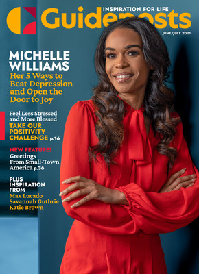 Michelle Williams on the cover of the June/July issue of Guideposts, the first newly redesigned and expanded issue.