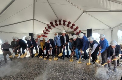 Community and business leaders participate in the May 18 Mountain America Center groundbreaking ceremony.