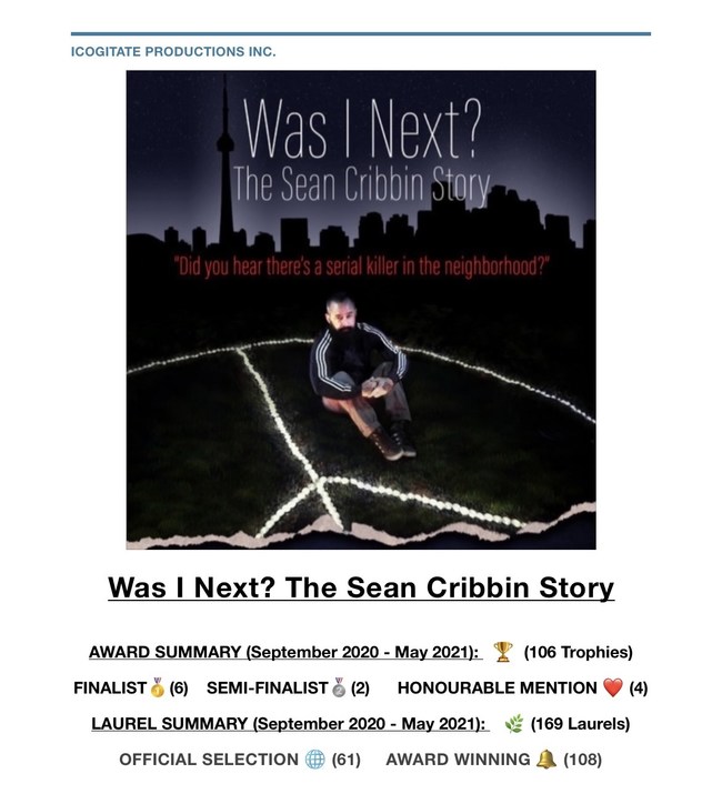 Was I Next? The Sean Cribbin Story - Award Summary