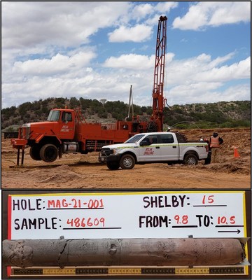 Figure 2 – Auger Rig and Tailings Sample from Magistral (CNW Group/Tarachi Gold Corp.)