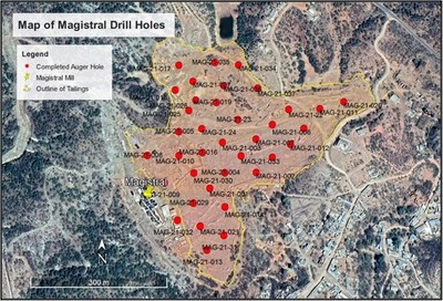 Figure 1 – Map of Auger Hole Collars at Magistral (CNW Group/Tarachi Gold Corp.)