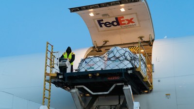 A donated FedEx Boeing 777F charter flight arrived in New Delhi, India on May 16, 2021 with critical supplies from Direct Relief. (Photo courtesy of FedEx)