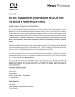 CU INC. ANNOUNCES CONVERSION RESULTS FOR ITS SERIES 4 PREFERRED SHARES (CNW Group/CU Inc.)