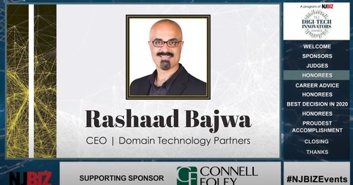 Founder and CEO, Rashaad Bajwa, was also recently named a 2021 Digi-Tech Innovator by NJBIZ.