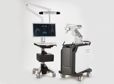 The spinal surgery robot ‘CUVIS-spine’(Left - Main Console, Right - Robotic Arm)