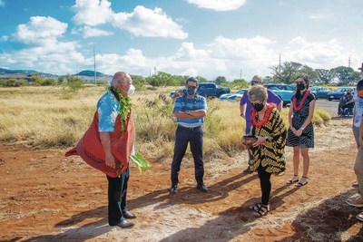 A special blessing and groundbreaking in Kalaeloa took place on May 21 as Hunt, joined by special guests from the Hawaii Community Development Authority and community members, marked a milestone?the first step in preparing the area for the future VA ALOHA Care Clinic and Gentry Homes.