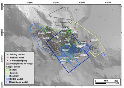 Figure 1 Diamond drill hole CD-001 to CD-025 locations, results for CD-005 to CD-009 reported today. (CNW Group/Meridian Mining S.E.)
