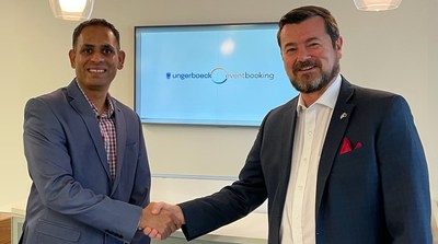 Manish Chandak and Steve Mackenzie at the Ungerboeck corporate headquarters in O'Fallon, MO.