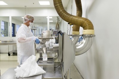 Filling of Merck's new synthetic cholesterol product at the company's Darmstadt, Germany facility. This new product is more than 99 percent pure, offers high batch-to-batch consistency and is scalable under commercial GMP. 