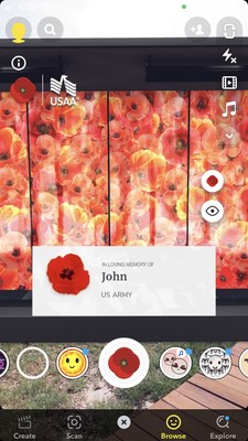 USAA's digital Poppy Wall of Honor, hosted on Snapchat, returns for the second consecutive year.